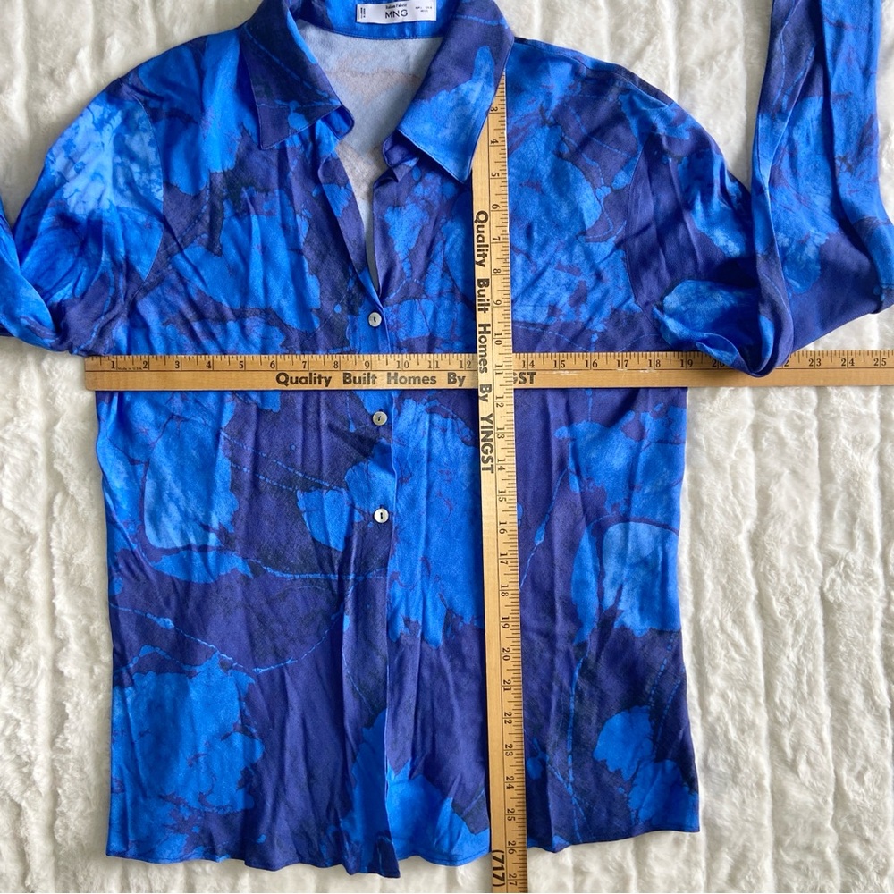 MNG MANGO Blue Abstract Print Trio Button-Up Shirt Women’s 8 - Picture 6 of 6